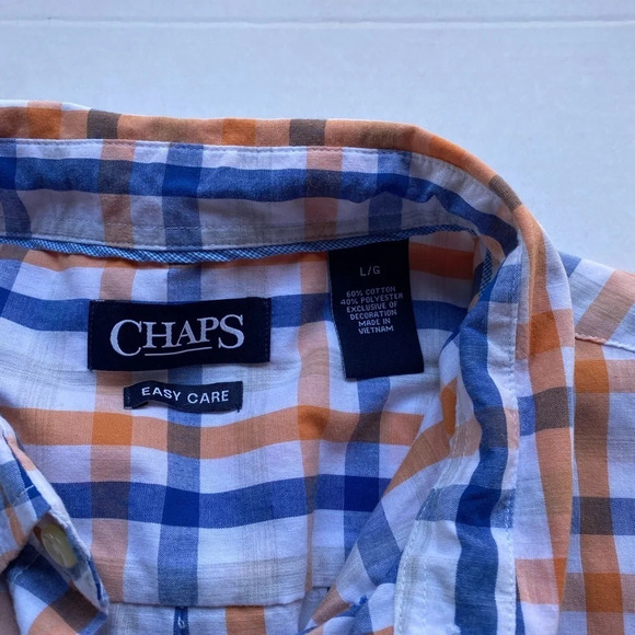 Chaps Men’s Shirt Short Sleeve Woven shirt Size Large button up - Picture 6 of 6